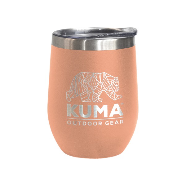 The portable KUMA Wine Tumbler made of double stainless steel is ideal for enjoying your favorite drinks on the go. Vacuum-sealed, powder-coated, and spill-resistant. Capacity 355 ml.