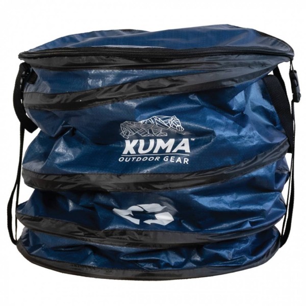 The KUMA recycling bag - blue is a practical and environmentally friendly accessory for your outdoor adventures. Made from durable polyethylene material, it is easy to clean and ideal for carrying items on trips or picnics.