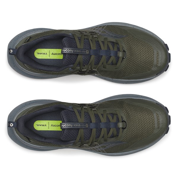 Vodoodporne moške trail superge Saucony Xodus Ultra 4 GTX z blaženjem PWRRUN PB in podplatom Vibram MegaGrip.