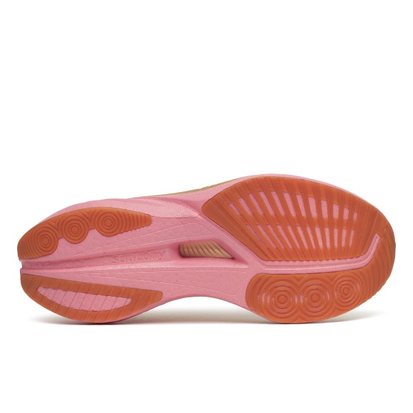 Saucony Endorphin Speed 5 so vrhunske ženske tekaške superge za hitrost, trening in tekmovanja. Najlonska plošča, PWRRUN PB blaženje in SPEEDROLL tehnologija za maksimalen odriv in osebne rekorde.