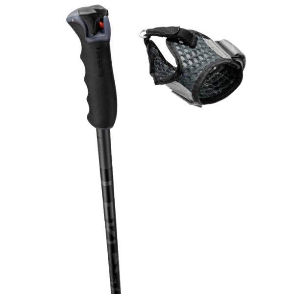 mučarske palice LEKI Detect S črne – Trigger S varnost, vrhunski oprijem in močan aluminij HTS. Idealne za zahtevne smučarje. Nakup v AS Sport Outlet!