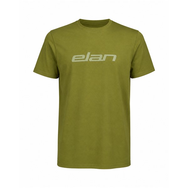 Moška majica s kratkimi rokavi ELAN LOGO OLIVE iz organskega bombaža z značilnim logotipom Elan.