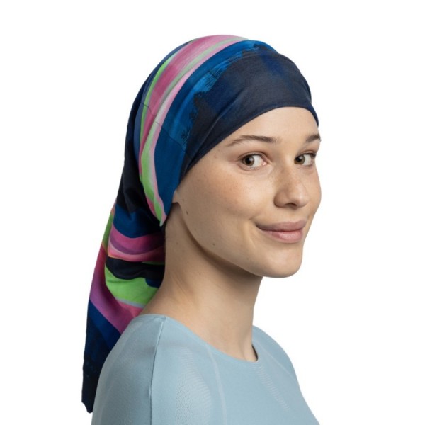 Topla in raztegljiva BUFF® tuba Larto Navy nudi zaščito pred soncem, vetrom in mrazom. Idealna za tek, smučanje, pohodništvo in outdoor aktivnosti.