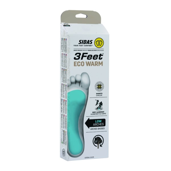Eko oblikovane anatomskie vložki za smučarske čevlje, prilagojeni vašemu tipu stopala. Sidas je razvil koncept 3 Feet, ki prilagaja način izdelave vložka glede na tri različne tipe stopal z visokim, srednjim in nizkim lokom.