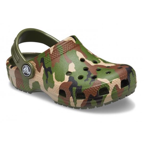 Otroški natikači Crocs Classic Printed Clog Kids 205813 z igrivim potiskom, lahkotno zasnovo in vrtljivim petnim paščkom za udobno vsakodnevno uporabo.