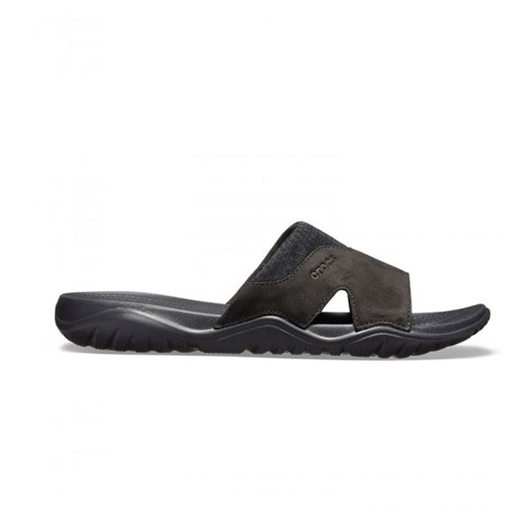Crocs Swiftwater Leather Slide M 205618 – udobni moški natikači z usnjenim zgornjim delom, lahkim Croslite™ podplatom in odličnim oprijemom za vsakodnevno uporabo ter poletne aktivnosti.