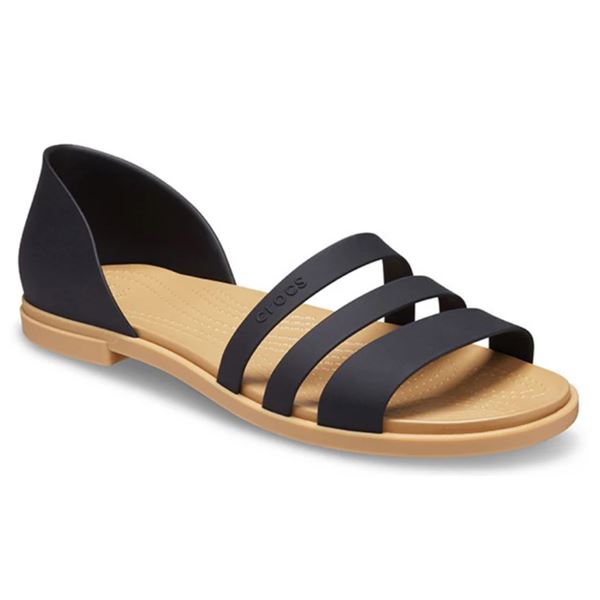 Ženski Crocs Tulum Open Flat W 206109 sandali z elegantnim minimalističnim dizajnom, mehkim Croslite™ podplatom in zračnim odprtim sprednjim delom za poletno udobje.