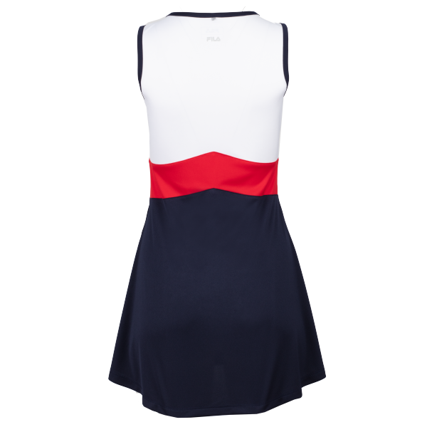 Ženska športna oblekica FILA Dress Gloria White v elegantni beli barvi. Lahka, zračna in udobna oblekica za tenis, padel, golf ter druge športne in rekreativne aktivnosti.