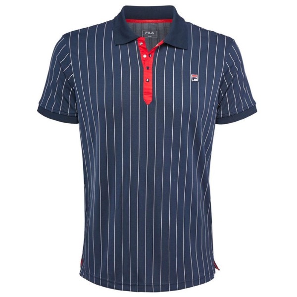 Moška športna polo majica FILA Polo Stripes s klasičnim ovratnikom in črtastim dizajnom. Udobna in zračna majica za tenis, golf, športne aktivnosti ter prosti čas.