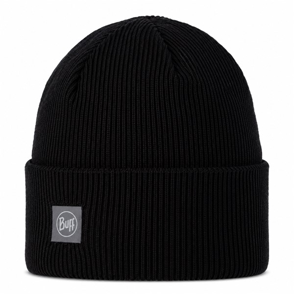 Originalna športna kapa BUFF® CrossKnit Beanie Solid Black v klasični črni barvi. Izdelana iz 100 % akrilne pletenine z notranjim funkcionalnim trakom iz 100 % polipropilena Polycolon®. Lahka in hitro sušeča kapa, primerna za tek, pohodništvo, rekreacijo in vsakodnevno uporabo v hladnejšem vremenu.