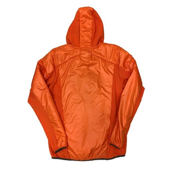 In this hybrid jacket with a hood, you get the warmth you need during winter hikes. The main fabric is filled with warm insulation to keep you well protected from the cold, while both sides, the lining, and the hood.