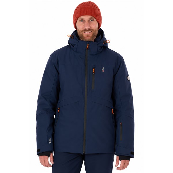 Moška smučarska jakna AULP EMMET NAVY v elegantni temno modri barvi. Model z membrano 15K/15K, raztegljivim materialom Mechanical Stretch, sintetično izolacijo, snemljivo kapuco, notranjimi manšetami iz lycre, snežno zaščito v pasu, vodotesnimi zadrgami in žepom za smučarsko vozovnico. Primerna za smučanje in vsakodnevno zimsko uporabo.
