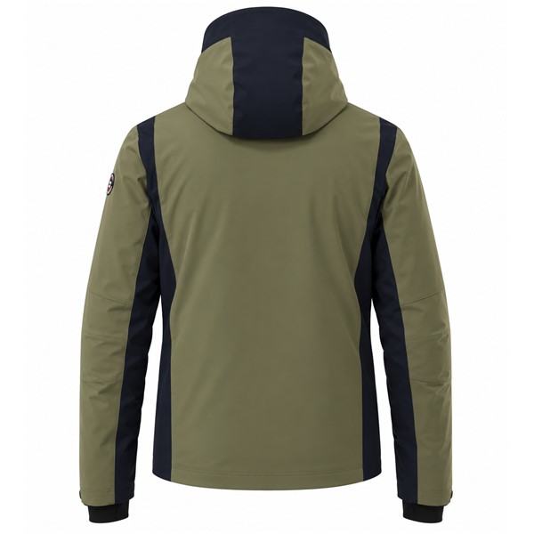 Moška smučarska jakna DUVILLARD CORIAN CYPRES z vodoodporno in zračno membrano 20K/20K, izolacijo PrimaLoft® Black Eco iz recikliranega poliestra, raztegljivim materialom 4-Way Stretch, popolnoma zatesnjenimi šivi, ojačanimi rameni in komolci, odstranljivo kapuco, prezračevanjem pod pazduhami ter odstranljivim snežnim krilom. Elegantna zelena barva CYPRES zagotavlja sodoben smučarski videz.