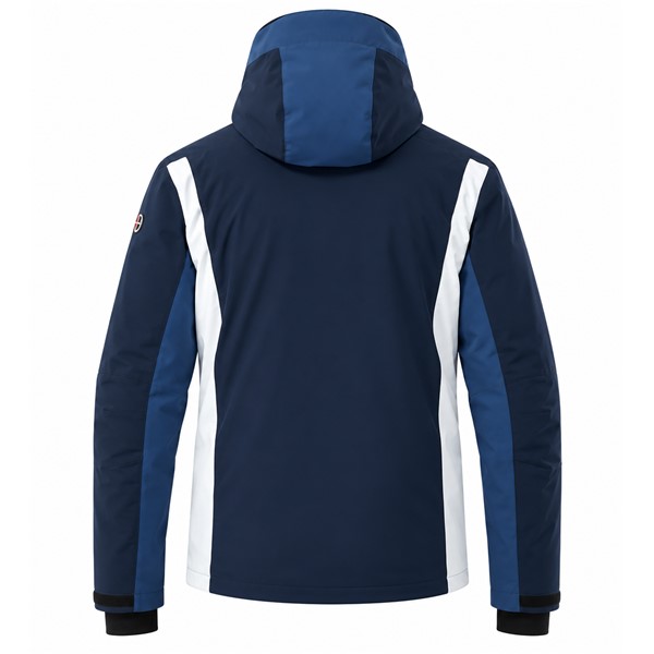 Moška smučarska jakna DUVILLARD CORIAN OCEAN z vodoodporno in zračno membrano 20K/20K, izolacijo PrimaLoft® Black Eco iz recikliranega poliestra, raztegljivim materialom 4-Way Stretch, popolnoma zatesnjenimi šivi, ojačanimi rameni in komolci, odstranljivo kapuco, prezračevanjem pod pazduhami ter odstranljivim snežnim krilom. Elegantna modra barva OCEAN zagotavlja sodoben smučarski videz.