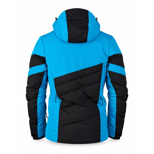 Moška smučarska jakna NORTHFINDER RYAN BLUE/BLACK združuje dvoslojno membransko konstrukcijo z vodnim stolpcem 10.000 mm in paroprepustnostjo 10.000 g/m²/24 h, sintetično toplotno izolacijo ter praktične smučarske dodatke. Odstranljiva kapuca, prezračevalne zadrge pod pazduhami, snežni pas, nastavljive manšete in zadrge YKK® zagotavljajo funkcionalnost ter udobje med celodnevnim smučanjem.