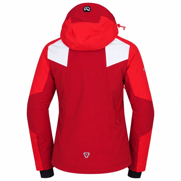 Moška smučarska jakna NORTHFINDER STEPHAN rdeča z izolacijo PrimaLoft® Eco Black. Dvoslojni raztegljivi material zagotavlja vodni stolpec 10.000 mm in zračnost 10.000 g/m²/24 h. Jakna ima popolnoma lepljene šive, varnostni reflektor RECCO®, odstranljivo 3D-nastavljivo kapuco, prezračevanje pod pazduhami, snežno manšeto, zadrge YKK® in praktične žepe za smučarsko opremo.