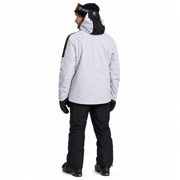 Men's ski jacket TENSON CORE in gray color. MPC Plus™ membrane provides a water column of 8,000 mm and breathability 8,000 g/m²/24 h. The jacket has Air-Push 120 g/m² insulation, taped seams, waterproof zippers, removable adjustable hood, snow gaiter, internal Lycra cuffs and practical pockets. Suitable for alpine skiing and other winter activities.