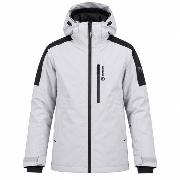 Men's ski jacket TENSON CORE in gray color. MPC Plus™ membrane provides a water column of 8,000 mm and breathability 8,000 g/m²/24 h. The jacket has Air-Push 120 g/m² insulation, taped seams, waterproof zippers, removable adjustable hood, snow gaiter, internal Lycra cuffs and practical pockets. Suitable for alpine skiing and other winter activities.