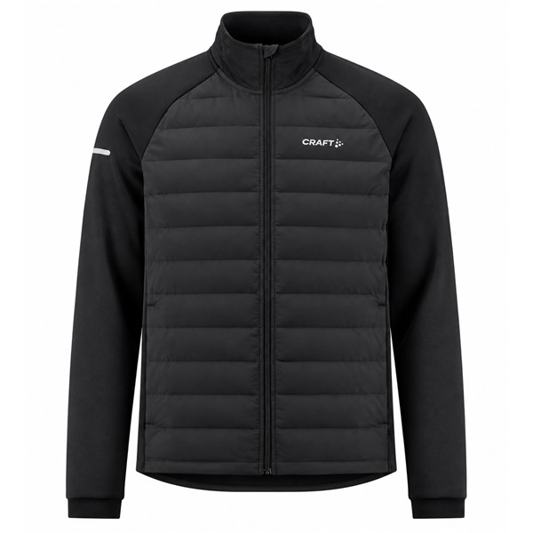 Originalna moška tekaška jakna CRAFT SubZ Jacket 4 M Black v črni barvi. Funkcionalna zimska jakna s trisl ojno protivetrno zaščito in lahko izolacijo spredaj, dvoslojno konstrukcijo z mrežasto podlogo na rokavih in hrbtu, perforiranimi prezračevalnimi območji, dvema žepoma s skritima zadrgama ter odsevnimi elementi. Primerna za zimski tek, intenzivne treninge in rekreacijo v hladnejšem vremenu.