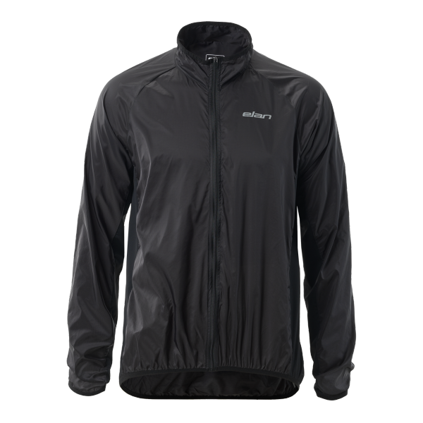 Moška kolesarska jakna Elan vas bo obvarovala pred vetrom in mokroto na vseh kolesarskih pustolovščinah. Njena lahka, vodoodbojna zasnova zasede zelo malo prostora, univerzalna črna barva pa se odlično ujema s katero koli barvo majice