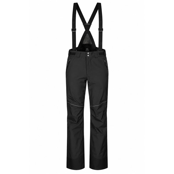 Moške smučarske hlače HALTI Vertica DX Black v klasični črni barvi P99 Black. Napredni material DrymaxX 4-Way Ultra Stretch zagotavlja vodni stolpec 20.000 mm in zračnost 20.000 g/m²/24 h. Izolacija PrimaLoft Silver poskrbi za toplotno zaščito, prezračevalne zadrge na stegnih pa omogočajo dodatno uravnavanje temperature. Hlače imajo popolnoma lepljene šive, snemljive naramnice, nastavljiv pas, žepe z zadrgo in notranje snežne gamaše.