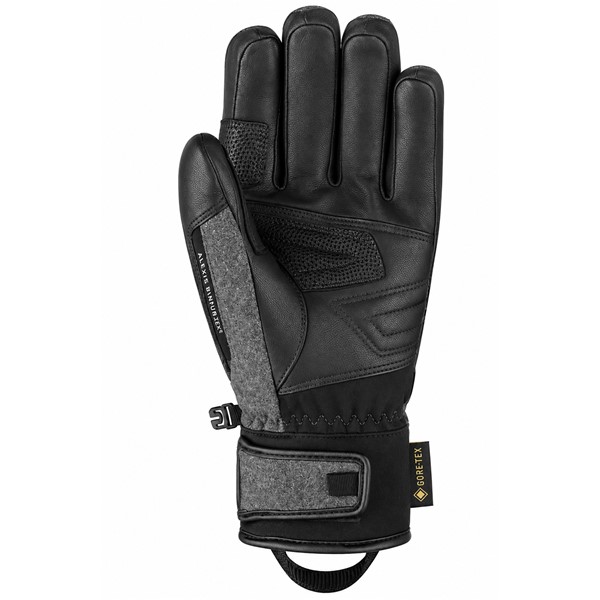 Moške smučarske rokavice REUSCH ALEXIS PINTURAULT GTX   GORE GRIP TECHNOLOGY v barvni kombinaciji BLACK / GREY ALPINE MELANGE. Nepremočljiva membrana GORE-TEX®, tehnologija Gore Grip, izolacija PrimaLoft® Silver Bio™, kakovostno kozje usnje in dodatne ojačitve zagotavljajo toploto, natančen oprijem ter udobje pri športnem smučanju.