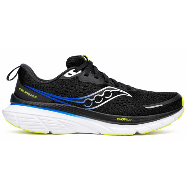 Stabilne in maksimalno udobne moške tekaške superge Saucony Guide 18 s CenterPath tehnologijo, PWRRUN blaženjem in PWRRUN  vložkom za vsakodnevne cestne teke.
