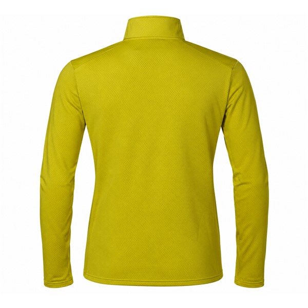 Men's technical ski pullover HALTI JAAKO AVOCADO OIL GREEN in an elegant olive green color. Light Active Dry Sport Knit material 94% recycled polyester and 6% elastane, mesh-structured interior and high collar ensure effective moisture wicking, breathability and freedom of movement for skiing, hiking and other activities.