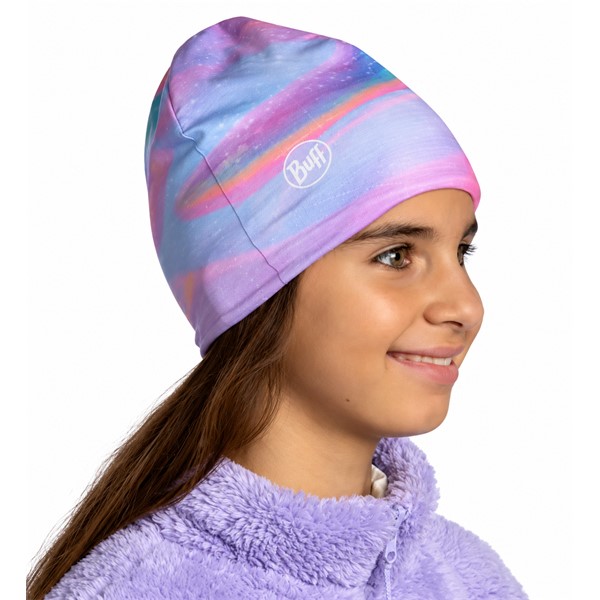 Originalna otroška kapa BUFF® Polar EcoStretch Beanie Semva Tulip Pink s privlačnim rožnatim vzorcem. Obojestranska konstrukcija, mehka flisasta podloga, visoka toplotna izolacija in reciklirani materiali. Primerna za smučanje, sankanje, igro na snegu, pohodništvo, zimske sprehode in vsakodnevno uporabo.