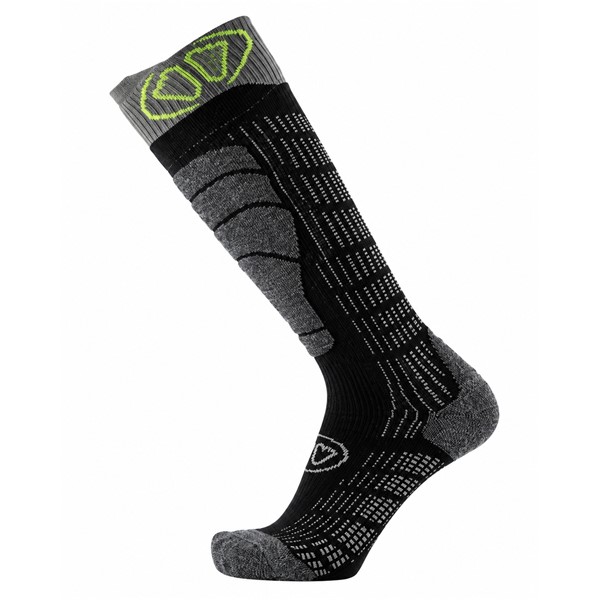 Anatomske smučarske nogavice SIDAS Comfort Black Grey z merino volno ter dodatno zaščito prstov, pete in goleni za toploto in celodnevno udobje.