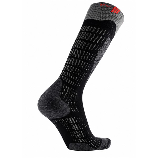 Anatomske smučarske nogavice SIDAS Comfort Black Grey z merino volno ter dodatno zaščito prstov, pete in goleni za toploto in celodnevno udobje.
