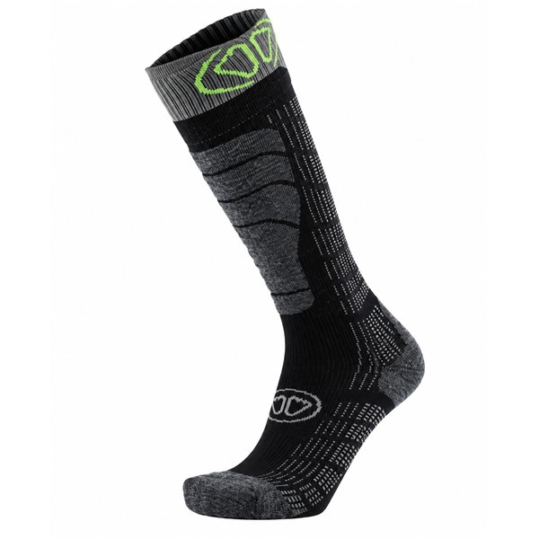 Anatomske smučarske nogavice SIDAS Comfort Black Grey z merino volno ter dodatno zaščito prstov, pete in goleni za toploto in celodnevno udobje.