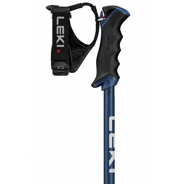 Lahke aluminijaste smučarske palice LEKI Voltec Lite TR s 16-milimetrsko cevjo, sistemom Trigger S in jekleno konico Ice Tip.
