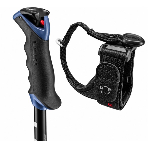 Stabilne aluminijaste smučarske palice LEKI Voltec TR z 18-milimetrsko cevjo, ergonomskim ročajem Trigger S Neo in nastavljivim trakom Trigger Vario.