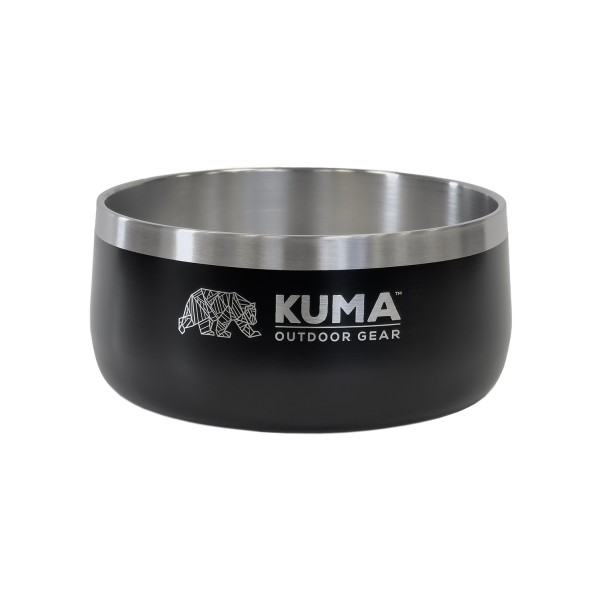 Introducing the KUMA stainless steel dog bowl in black, which combines functionality and top quality. With a capacity of 1.7 liters (58 oz), it is ideal for providing enough food or water for your furry friend.
