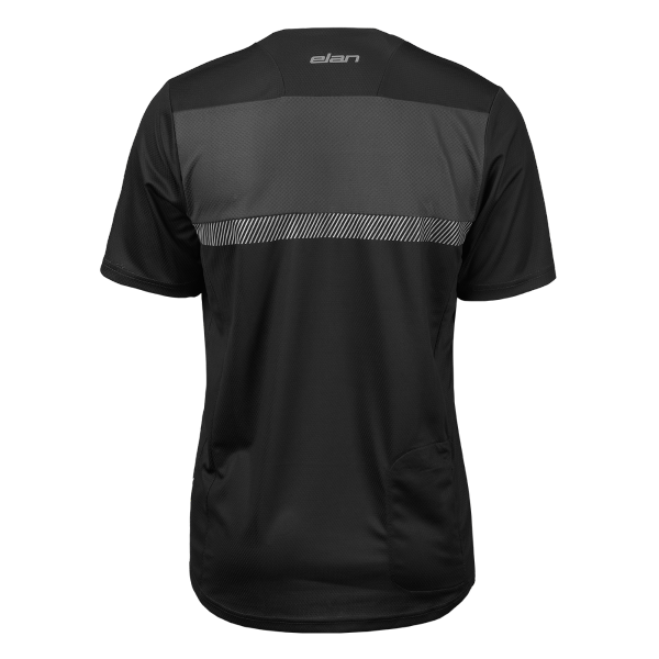 Moška kolesarska majica Elan Bike v črni barvi, udobna in zračna, primerna za kolesarjenje v toplih pogojih.