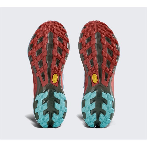 Unisex trail tekaške superge X-BIONIC TERRASKIN X02 Burnt Red Aqua Dark Kaki z Vibram MegaGrip podplatom