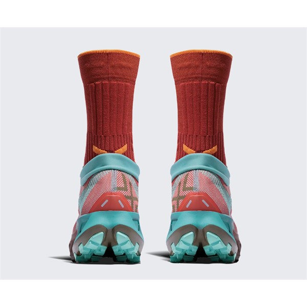 Unisex trail tekaške superge X-BIONIC TERRASKIN X02 Burnt Red Aqua Dark Kaki z Vibram MegaGrip podplatom