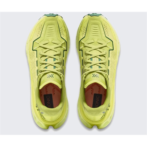 Zeleno-rumene unisex trail superge X-BIONIC TERRASKIN X03 Electric Energy Dark Green z Vibram MegaGrip podplatom