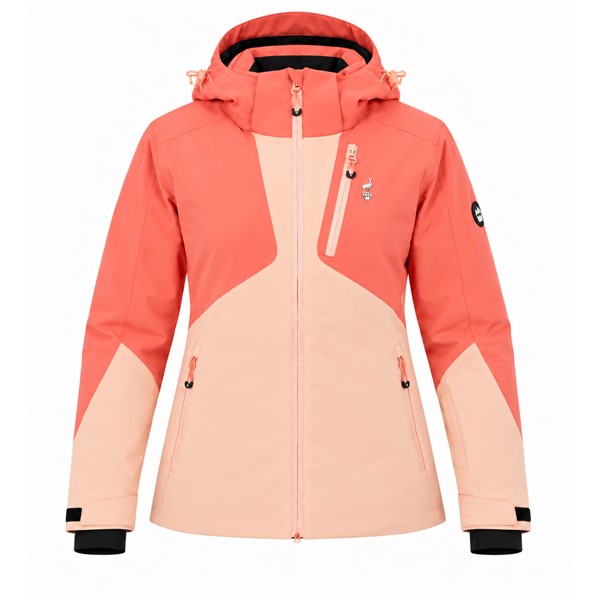 Ženska smučarska jakna AULP ELFFY HIBISCUS v izraziti rdečkasto-rožnati barvi, z nepremočljivo in zračno membrano 15K/15K, raztegljivim materialom Mechanical Stretch, prezračevalnimi zadrgami pod pazduhami, snemljivo kapuco, notranjimi manšetami iz lycre, snežno zaščito v pasu, vodotesnimi zadrgami in žepom za smučarsko vozovnico na rokavu. Primerna za alpsko smučanje in različne zimske aktivnosti.