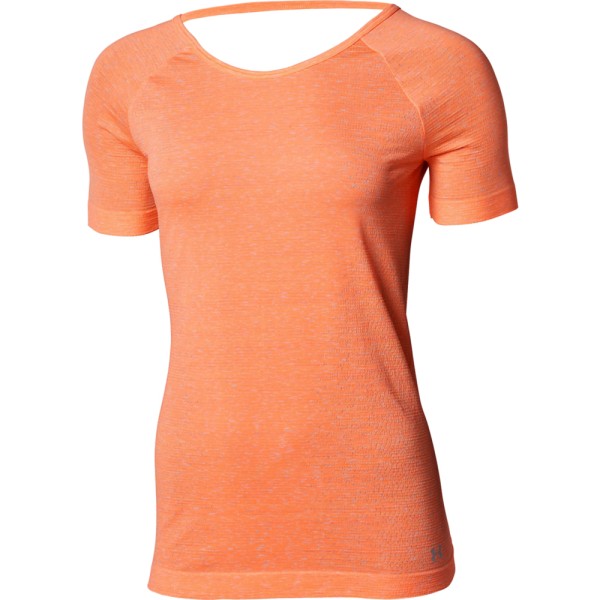 The women's sports shirt UA TB Seamless Spacedye is designed for maximum comfort during workouts. The seamless construction reduces friction, while the stretchy and breathable material ensures a perfect fit and effective moisture wicking.
