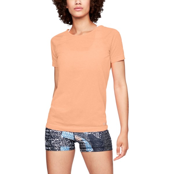 The women's sports shirt UA TB Seamless Spacedye is designed for maximum comfort during workouts. The seamless construction reduces friction, while the stretchy and breathable material ensures a perfect fit and effective moisture wicking.