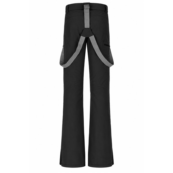 Women's ski pants 2117 KABO BLACK with waterproof column 15,000 mm and breathability 15,000 g/m²/24 h. Tritech membrane, ALTO Wool insulation with 30% wool and 70% recycled polyester, stretch material with 45% recycled polyester, removable suspenders, adjustable waist, and inner snow gaiters provide warmth, protection, and comfort while skiing.