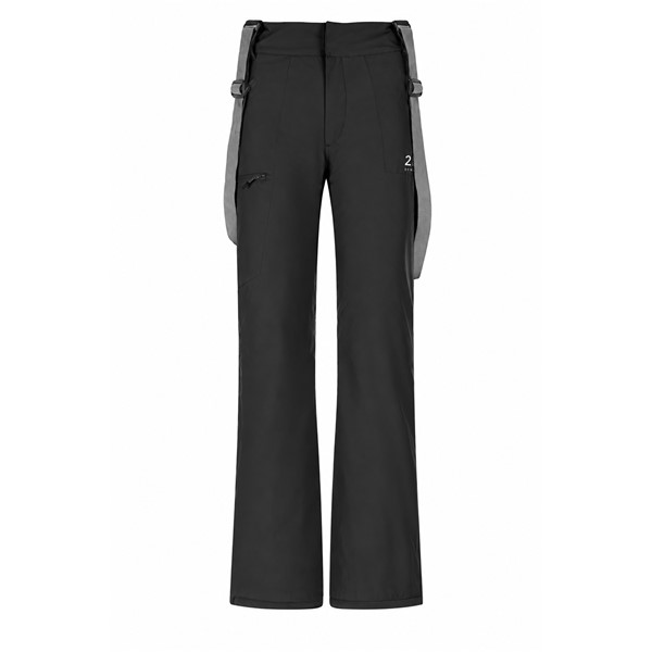 Women's ski pants 2117 KABO BLACK with waterproof column 15,000 mm and breathability 15,000 g/m²/24 h. Tritech membrane, ALTO Wool insulation with 30% wool and 70% recycled polyester, stretch material with 45% recycled polyester, removable suspenders, adjustable waist, and inner snow gaiters provide warmth, protection, and comfort while skiing.