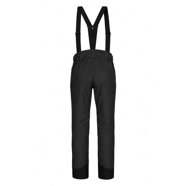 Women’s HALTI Carvey II DX Black ski pants in stylish black P99 Black. Technical DrymaxX LN 4-Way Stretch material provides a water column of 15,000 mm and breathability 15,000 g/m²/24 h, Microtherm Dynamic insulation 40 g provides effective thermal protection. The pants have detachable suspenders, adjustable waist, fully taped seams, internal snow gaiters, Stretch Cordura reinforcements, and thigh pocket with water-repellent zipper.