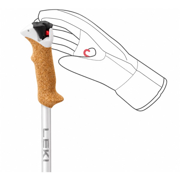 Lahke ženske smučarske palice LEKI Stella S z ročajem Trigger S SL, nastavljivim trakom in konico Ice Tip.