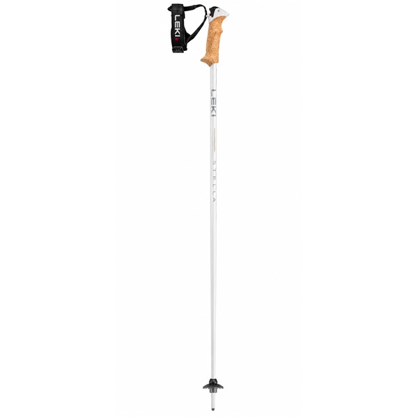 Lahke ženske smučarske palice LEKI Stella S z ročajem Trigger S SL, nastavljivim trakom in konico Ice Tip.