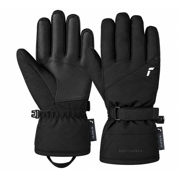 Women's ski gloves REUSCH ALENA R-TEX® XT in BLACK / SILVER colorway. R-TEX® XT waterproof membrane, top-level PrimaLoft® Gold insulation, soft SoftPlush and MicroActive linings and TOUCH-TEC technology provide exceptional warmth, comfort and practical use while skiing.