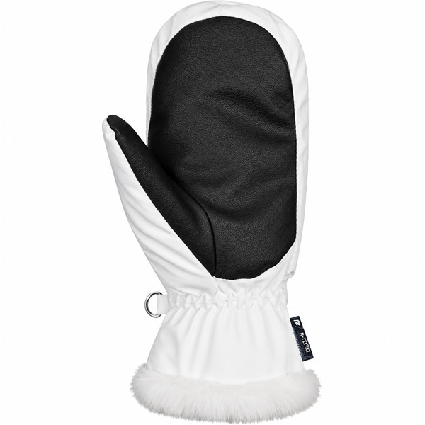 Ženske smučarske rokavice REUSCH LUNA R-TEX® XT MITTEN v beli barvi WHITE. Nepremočljiva membrana R-TEX® XT, toplotna izolacija TecFill™, prožen Softshell, sintetična dlan Hybrid PU, podloga MicroActive in eleganten zaključek iz umetnega krzna zagotavljajo toploto, udobje in zaščito med smučanjem.