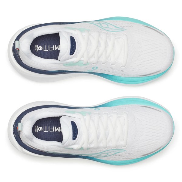 Maksimalno blažene ženske tekaške superge Saucony Hurricane 25 s peno PWRRUN PB, podporo CenterPath in trpežnim podplatom XT-900.